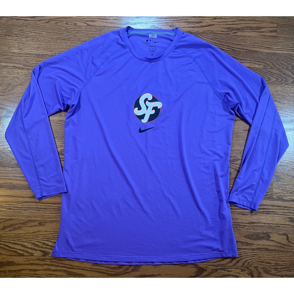 Nike SF Giants Player Issued Seymour 77 MLB Authentic Dri-FIT Shirt XXL Purple